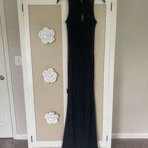 UK2LA Black Sheer Sides Fitting  Maxi Gown